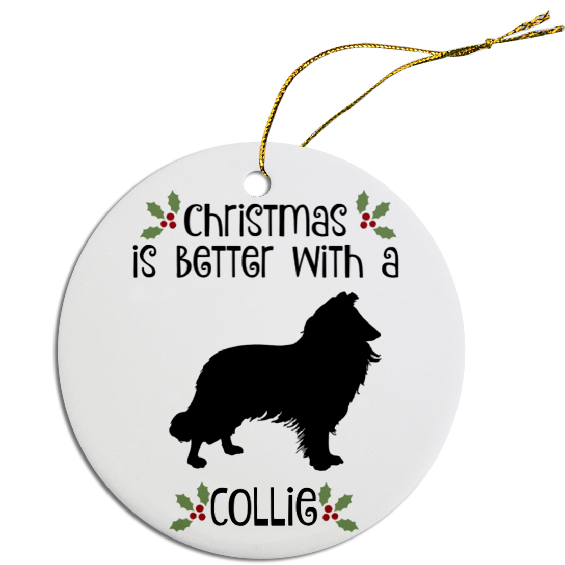 Breed Specific Round Christmas Ornament Collie